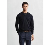 GANT Herren Klassischer V-Neck Pullover aus Baumwolle (XS) EVENING Blau