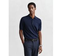 GANT Herren Kurzärmeliger Polopullover aus extrafeiner Merinowolle (L) MARINE