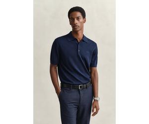 GANT Herren Kurzärmeliger Polopullover aus extrafeiner Merinowolle (L) MARINE