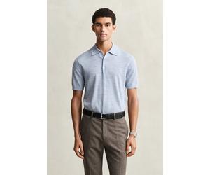 GANT Herren Kurzärmeliger Polopullover aus extrafeiner Merinowolle (XL) LIGHT Blau MELANGE