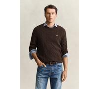 GANT Herren Lambswool Zopfstrick Rundhalspullover (4XL) Schwarz Braun
