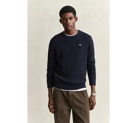 GANT Herren Lambswool Zopfstrick Rundhalspullover (S) EVENING Blau