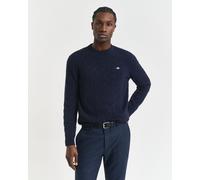 GANT Herren Lambswool Zopfstrick Rundhalspullover (S) EVENING Blau