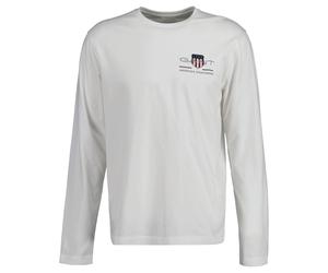 GANT Herren Langarmshirt - REGULAR MEDIUM ARCHIVE SHIELD, Longsleeve, Baumwolle Weiß 5XL