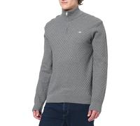 GANT Herren Micro Texture HZ Pullover, Dark Grey Melange, S