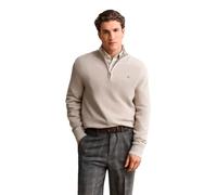 Troyer GANT "MICRO TEXTURED COTTON HALF ZIP", Herren, Gr. M, beige (clay beige), Obermaterial: 100% Baumwolle, regular fit normal, Rundhals, eingesetzt Rippbündchen, Pullover Troyer, Regular fit mit T
