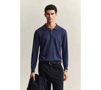 GANT Herren Polopullover aus Baumwollmix-Flammgarn (S) DARK INDIGO MELANGE