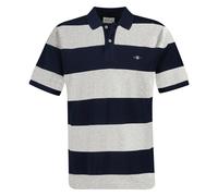 GANT Herren Poloshirt - BLOCK STRIPE POLO, Kurzarm, Knopfleiste, Logo, gestreift Grau (Grey Melange) 2XL