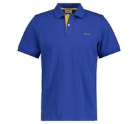 GANT Herren Poloshirt - REGULAR CONTRAST PIQUE RUGGER, Knopfleiste, Cotton Stretch Blau M