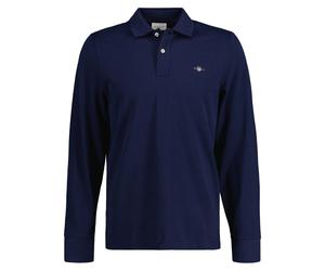 GANT Herren Poloshirt - REGULAR SHIELD LONGSLEEVE PIQUE RUGGER, Langarm, Logo Blau / 4XL XXXXL Blau