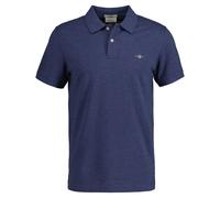 Poloshirt GANT "SLIM SHIELD SS PIQUE POLO", Herren, Gr. 4XL, blau (schwarz jeansblau melange), Obermaterial: 100% Baumwolle, unifarben, slim fit hüftlang, hoch geschlossener Ausschnitt, Rippbündchen,