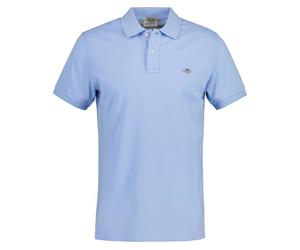 GANT Herren Poloshirt - SLIM SHIELD PIQUE POLO, Kurzarm, Knopfleiste, Logo Hellblau / 2XL XXL Blau