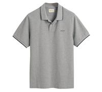GANT Herren Poloshirt - TIPPING PIQUE RUGGER, Kurzarm, Knopfleiste, Logo, uni Grau M