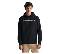 Gant Herren Printed Graphic Hoodie Kapuzenpullover, Schwarz,XXL