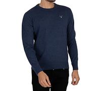 GANT Herren Pullover - CLASSIC COTTON C-NECK, Strickpullover, Rundhals, Baumwolle Jeansblau Melange / 4XL XXXXL Blau