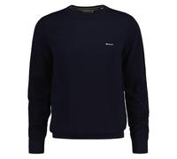 GANT Herrenpullover Cotton Pique C-Neck – Baumwolle, Evening Blue, Gr. M