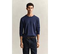 GANT Cotton/Linen Slub Knitted Sweater Dark Indigo Melange Blau S