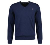 GANT Herren Pullover - CLASSIC COTTON V-NECK, Strickpullover, V-Ausschnitt, Baumwolle Jeansblau Melange / M M Blau