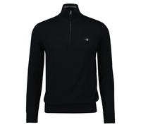 GANT Herren Pullover mit Zip-Kragen - CLASSIC COTTON HALF ZIP, Strickpullover, Baumwolle L Schwarz