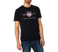 GANT Herren T-Shirt - REGULAR ARCHIVE SHIELD, Rundhals, kurzarm, Baumwolle, Print Schwarz 4XL