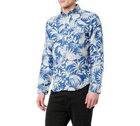GANT Herren REG Botanical Print Linen Shirt Hemd, Rich Blue, XL