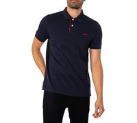 Poloshirt GANT "REG CONTRAST PIQUE SS RUGGER", Herren, Gr. XL, blau (evening blau), Piqué, Obermaterial: 96% Baumwolle, 4% Elasthan, unifarben mit Farbeinsatz, regular fit hüftlang, hoch geschlossener