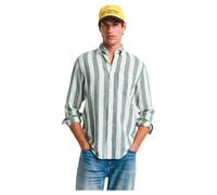 GANT Herren REG Cotton Linen Bold Stripe Shirt Hemd, Woody Green, XL