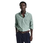 GANT Herren REG Cotton Linen Shirt Hemd, Woody Green, Medium