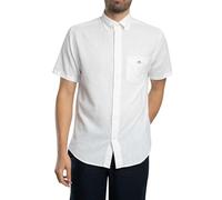 Kurzarmhemd GANT "REG COTTON LINEN SS SHIRT", Herren, Gr. L, N-Gr, weiß, Web, Obermaterial: 55% Leinen, 45% Baumwolle, casual, regular fit, Kurzarm, Hemden (19889700-L) weiß