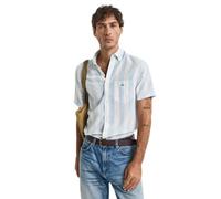 GANT Herren REG Cotton Linen Stripe SS Shirt Hemd, Fresh Blue, L