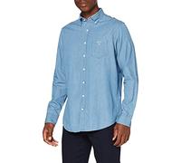 GANT Herren Langarmhemd Regular Fit Denimhemd – pflegeleicht, 100% Baumwolle – S, Semi Light Blau