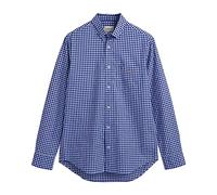 Langarmhemd GANT "REG POPLIN GINGHAM SHIRT", Herren, Gr. S, N-Gr, blau (college blau), Web, Obermaterial: 100% Baumwolle, kariert, regular fit hüftlang, hoch geschlossener Ausschnitt, Manschette mit K