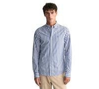 Langarmhemd GANT "REG POPLIN STRIPE SHIRT", Herren, Gr. 3XL, N-Gr, blau (college blau), Web, Obermaterial: 100% Baumwolle, regular fit, Hemden (25222161-XXXL) college blau