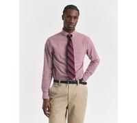 Langarmhemd GANT "REG POPLIN GINGHAM SHIRT", Herren, Gr. M, N-Gr, rot (plumped rot), Web, Obermaterial: 100% Baumwolle, regular fit hüftlang, hoch geschlossener Ausschnitt, Manschette mit Knöpfen, Hem