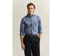 Businesshemd GANT "REG OXFORD SHIRT", Herren, Gr. XL, N-Gr, blau (persian blau), Web, Obermaterial: 100% Baumwolle, unifarben, regular fit hüftlang, hoch geschlossener Ausschnitt, Manschette, Hemden,