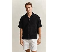 GANT Relaxed Fit Dobby Striped Camp Shirt Black Schwarz XL