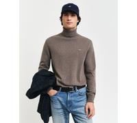 Strickpullover GANT "CTN/WO ROLLNECK", Herren, Gr. XXXL, braun (schwarz hazelnut melange), Strick, Obermaterial: 70% Baumwolle, 30% Wolle, unifarben, casual, regular fit normal, Rundhals, Langarm eing