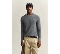 GANT Herren Rundhalspullover aus strukturierter Baumwolle (M) DARK Grau MELANGE