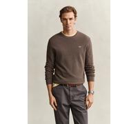 GANT Herren Rundhalspullover aus strukturierter Baumwolle (M) DK HAZELNUT MELANGE