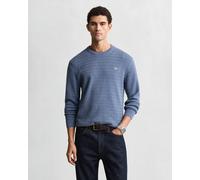 GANT Herren Rundhalspullover mit Mini-Zopfmuster (S) DENIM Blau MELANGE