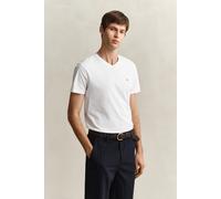 GANT Herren Slim Shield V-Neck T-Shirt MIT V-Ausschnitt SCHMALE Passform, Weiß, S EU