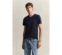 GANT Herren Slim Fit Shield T-Shirt mit V-Ausschnitt (XS) EVENING Blau