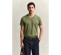GANT Herren Slim Fit Shield T-Shirt mit V-Ausschnitt (XXL) DRY HERB Grün