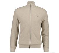 GANT Herren Stirckjacke mit Stehkragen - Micro Textured Cotton Zip Cardigan, Baumwolle XXL Beige
