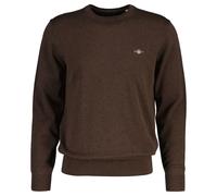 GANT Herren Stirckpullover - CLASSIC COTTON C-NECK, Rundhals, Baumwolle, Regular Fit Dunkelbraun / XL XL Braun
