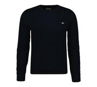 GANT Herren Stirckpullover - COTTON CABLE C-NECK, Zopfstrick, Rundhals, Baumwolle Blau 3XL