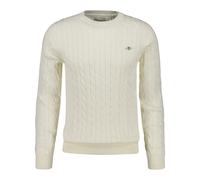 GANT Herren Stirckpullover - COTTON CABLE C-NECK, Zopfstrick, Rundhals, Baumwolle Cream 3XL