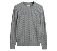 GANT Herren Stirckpullover - COTTON CABLE C-NECK, Zopfstrick, Rundhals, Baumwolle Hellgrau / 3XL 3XL Grau