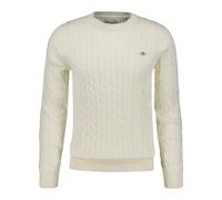 GANT Herren Stirckpullover - COTTON CABLE C-NECK, Zopfstrick, Rundhals, Baumwolle XXL Weiß