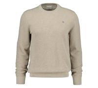 GANT Herren Stirckpullover mit Rundhals - Micro Textured Cotton C-Neck, Baumwolle Beige M